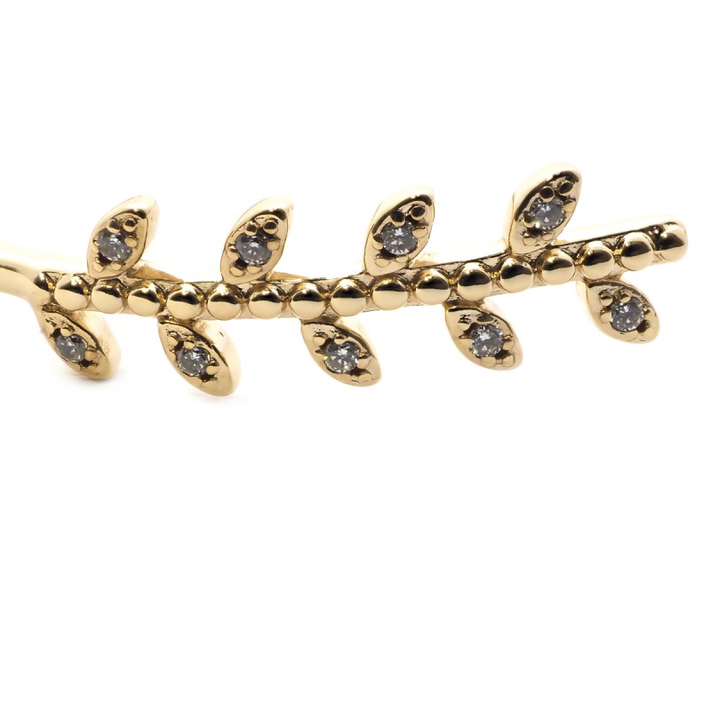 Bracelet Carador jonc ouvert motif laurier, plaqué or et oxydes de zirconium