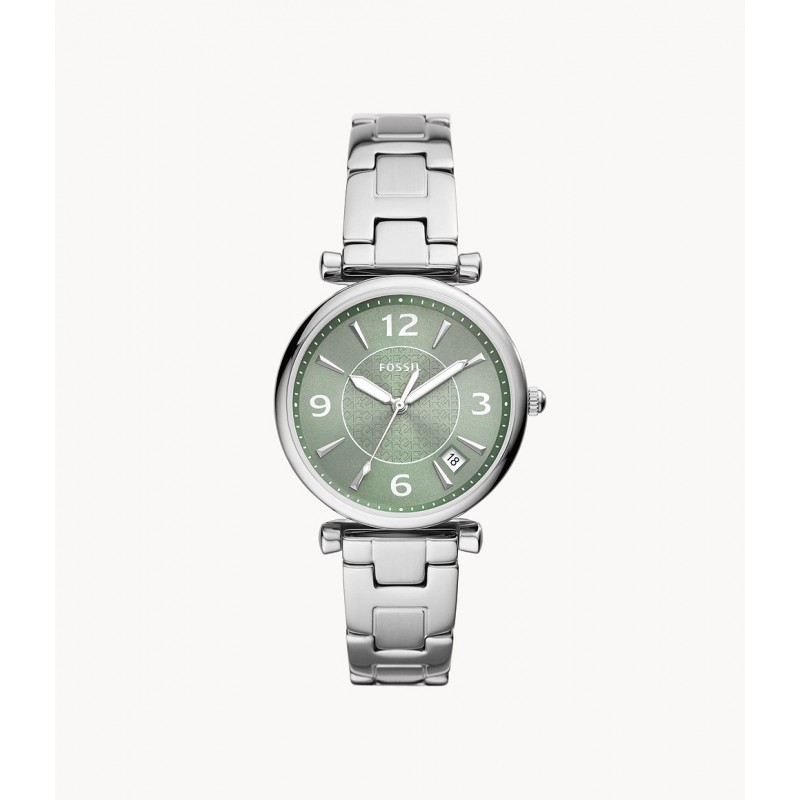 Montre Femme Fossil Mini Carlie acier couleur verte et argent