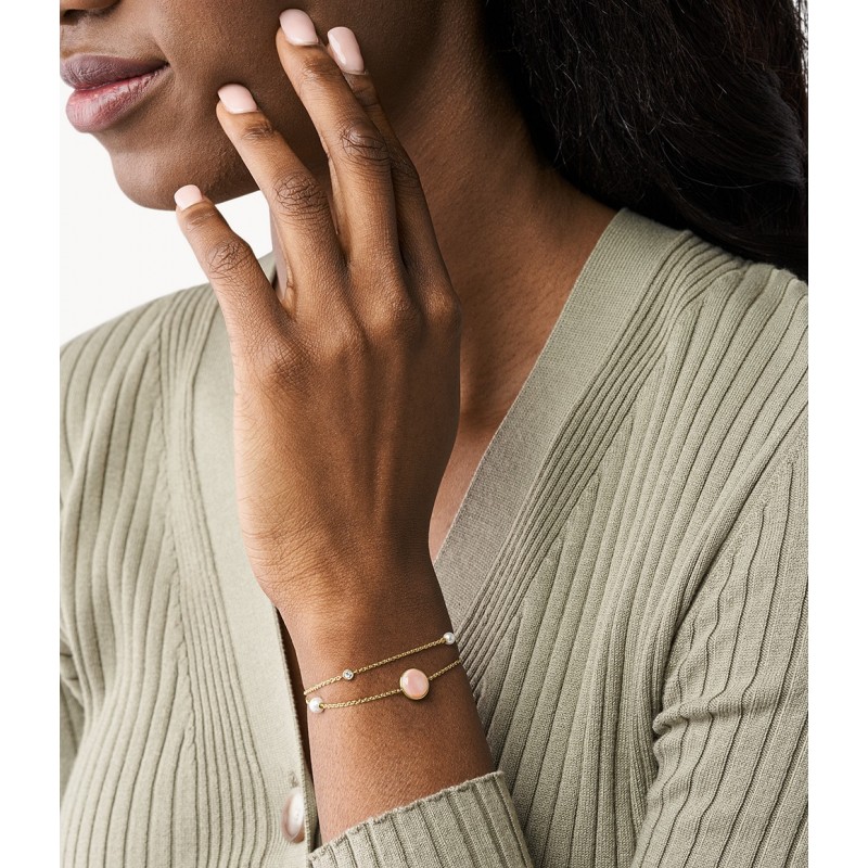 Bracelet Fossil multirang Sutton Doré et nacre