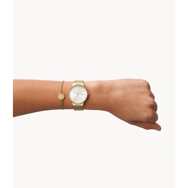 Coffret Montre et bracelet Femme Skagen Freja dorée