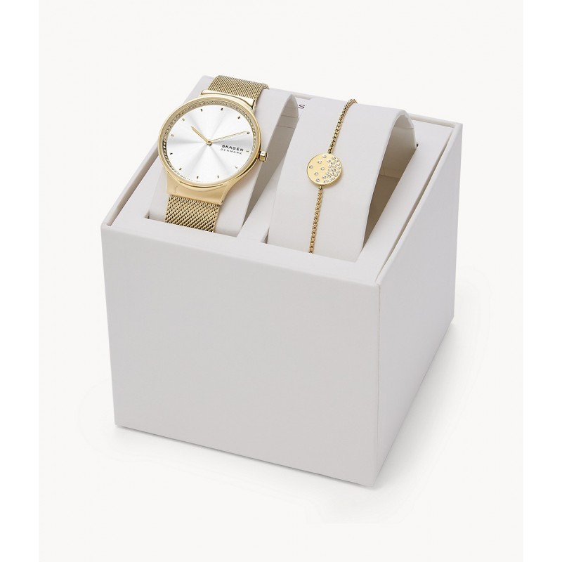 Coffret Montre et bracelet Femme Skagen Freja dorée
