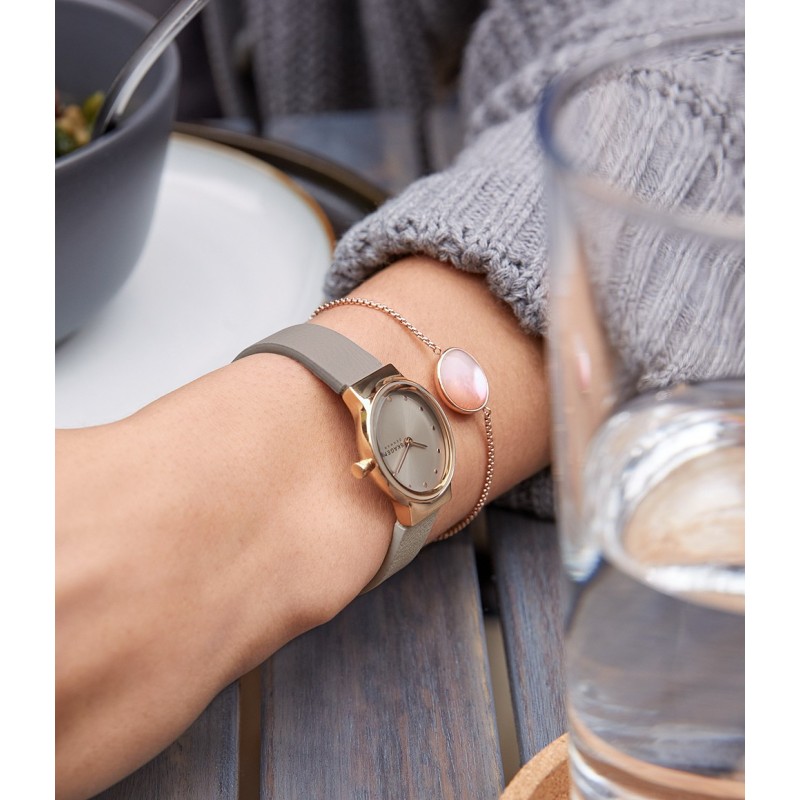 Montre Femme Fréja Skagen en Cuir couleur sable