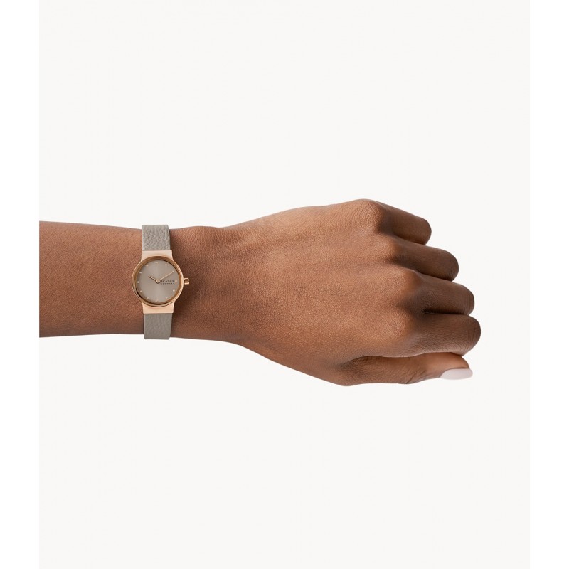 Montre Femme Fréja Skagen en Cuir couleur sable