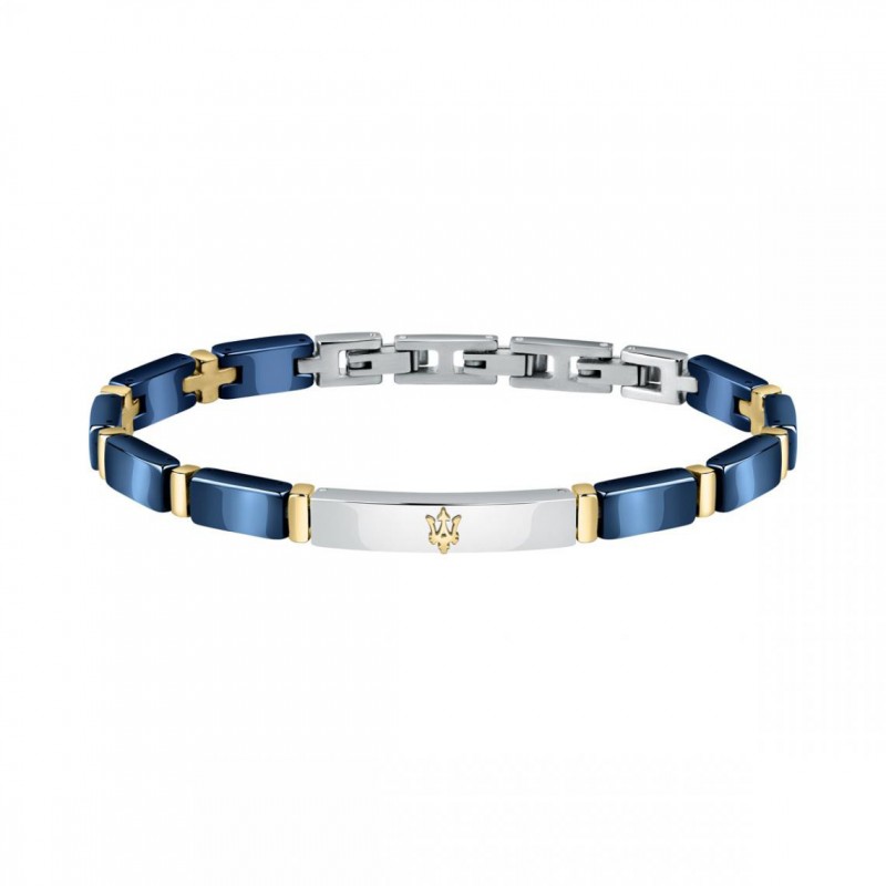 Bracelet Homme Maserati acier bicolore et céramique bleue