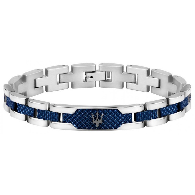 Bracelet Homme Maserati acier couleur argent et bleue