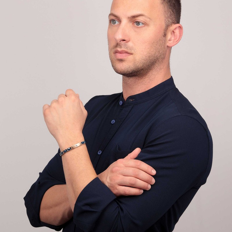 Bracelet Homme Maserati acier bicolore et céramique bleue