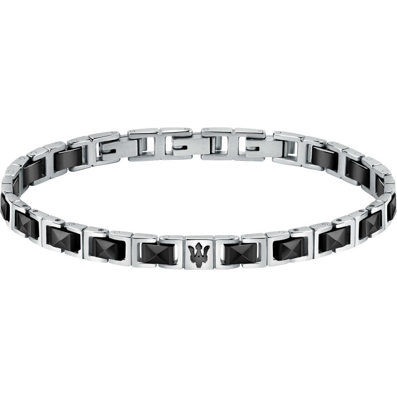 Bracelet Homme Maserati acier gris argent et céramique noire