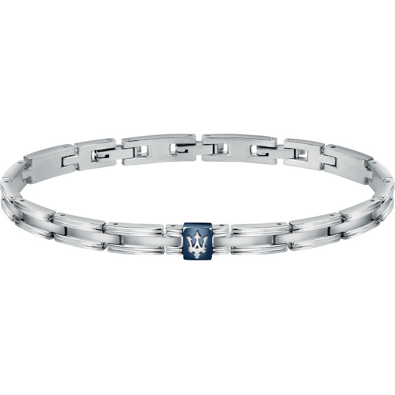 Bracelet Homme Maserati acier couleur argent et bleue