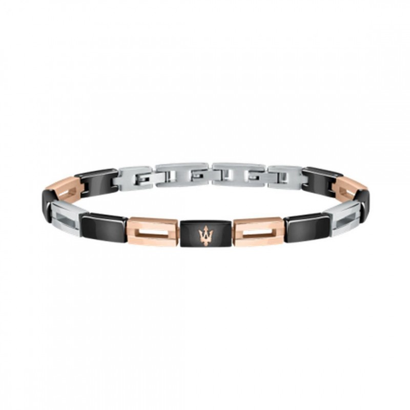 Bracelet Homme Maserati acier bicolore et céramique noire