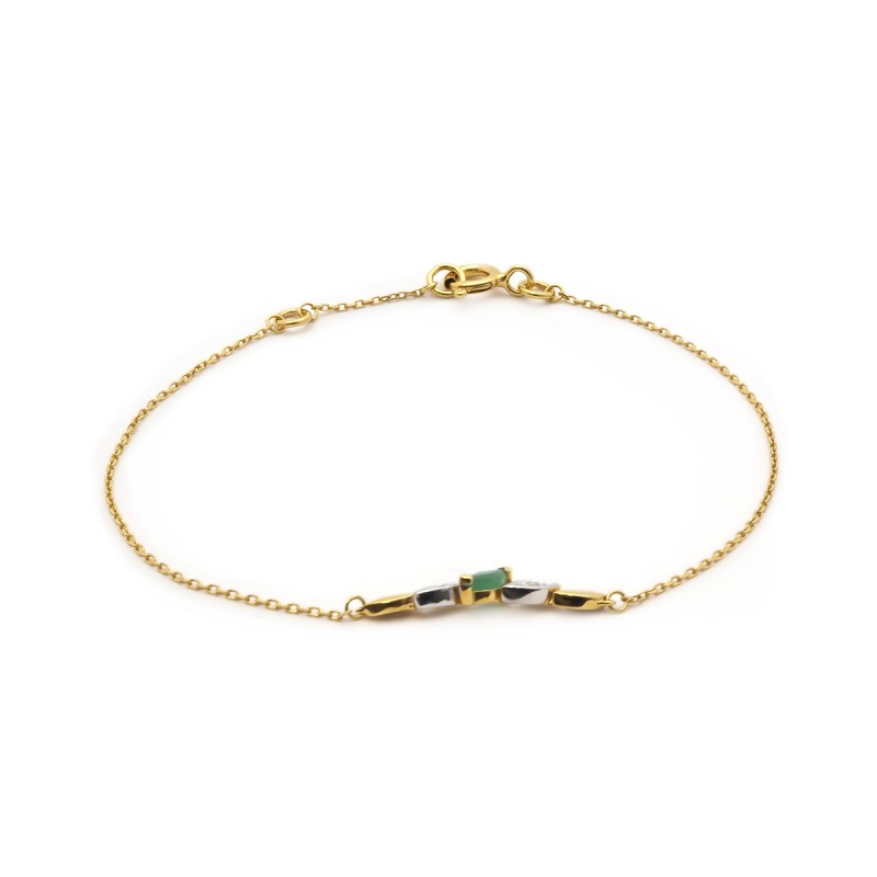 Bracelet Femme en Or Jaune 375 avec emeraude et Diamant