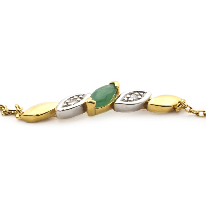Bracelet Femme en Or Jaune 375 avec emeraude et Diamant