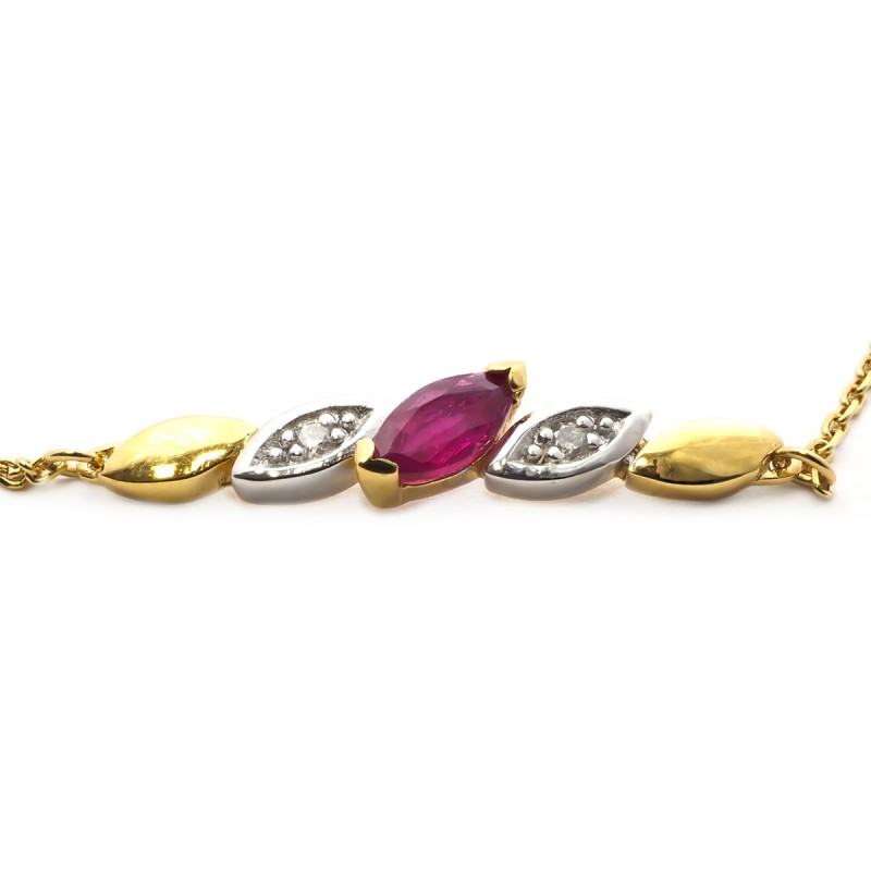 Bracelet Femme en Or Jaune 375 avec Rubis et Diamant