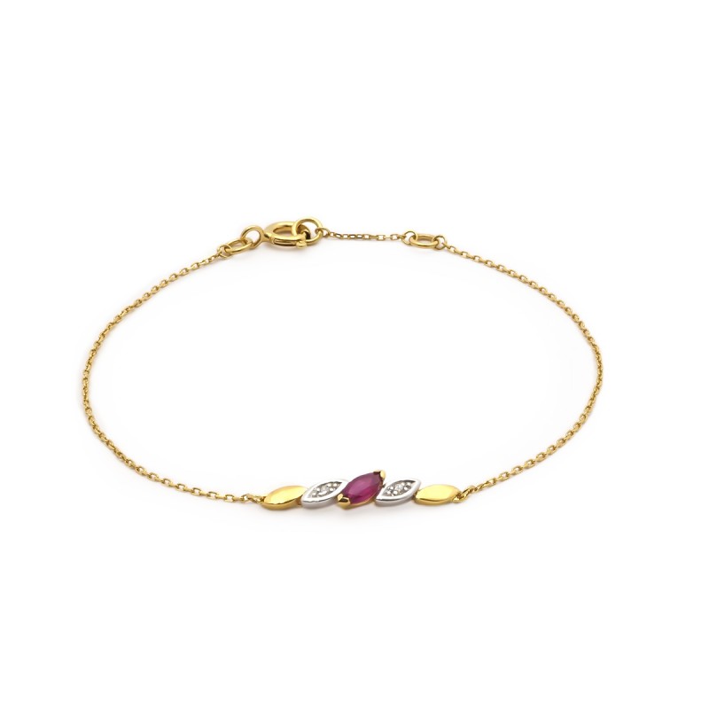 Bracelet Femme en Or Jaune 375 avec Rubis et Diamant