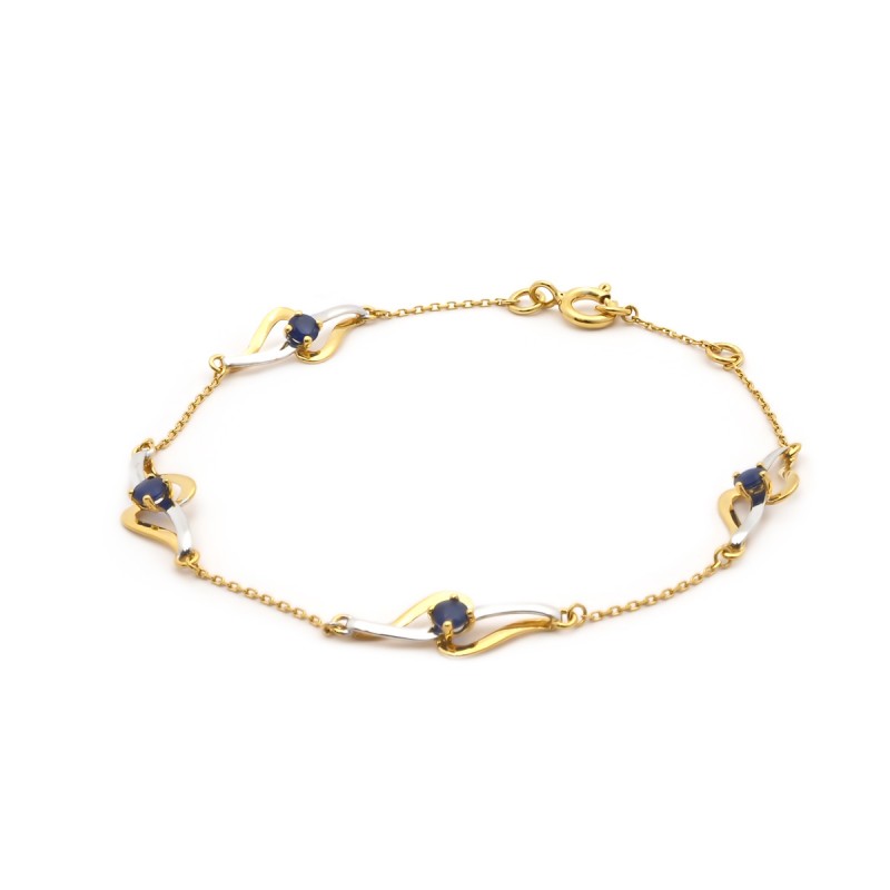 Bracelet Femme en Or Bicolore 375 avec Quatre Saphir