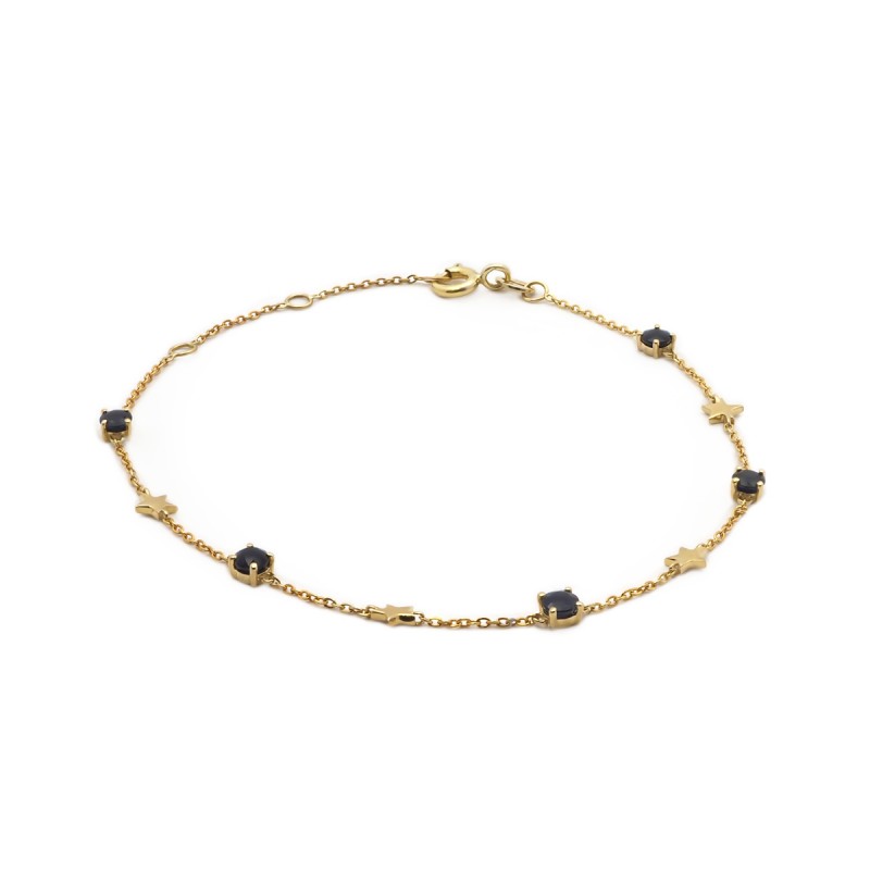 Bracelet Femme en Or Jaune avec Cinq Saphirs 0.85