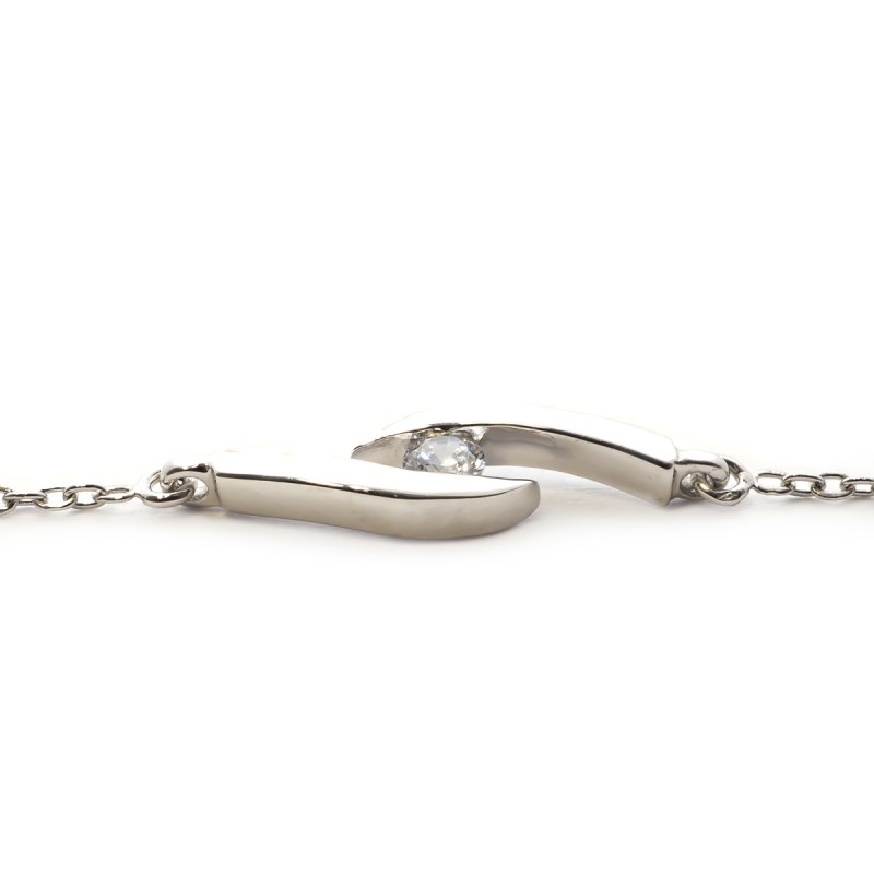 Bracelet Femme en Or Blanc Oxydes de Zirconium 0.08 CTS