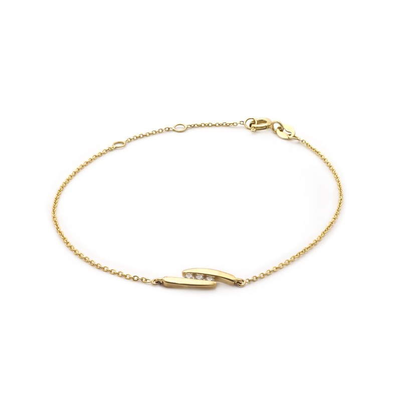 Bracelet Femme en Or 375 Jaune Oxydes de Zirconium 0.13 cts