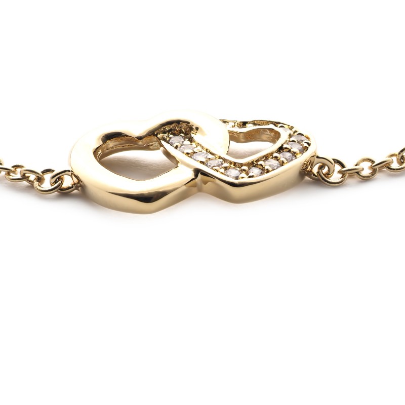 Bracelet souple Carador coeurs enlacés en plaqué or