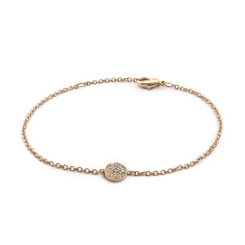 Bracelet souple Carador pastille oxydes de zirconium en plaqué or