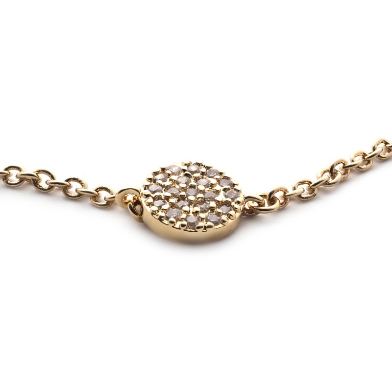 Bracelet souple Carador pastille oxydes de zirconium en plaqué or