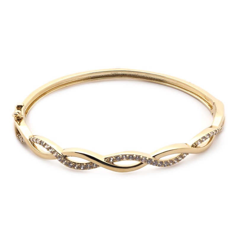 Jonc ouvrant Carador tressé en plaqué or et oxydes de zirconium