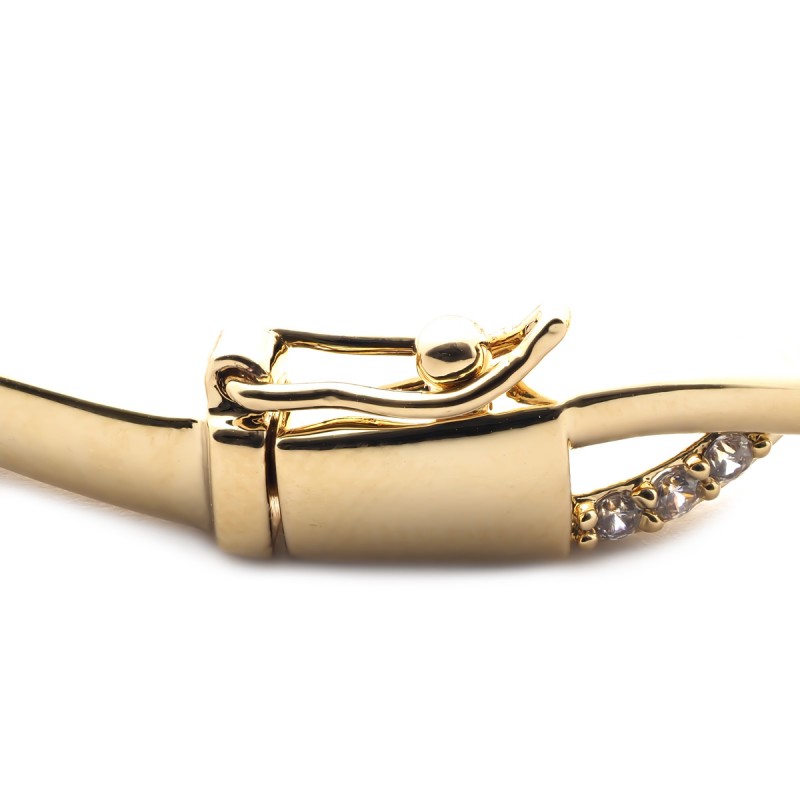 Jonc ouvrant Carador tressé en plaqué or et oxydes de zirconium