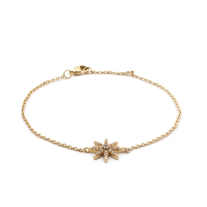 Bracelet souple Carador étoile en plaqué or et oxydes de zirconium