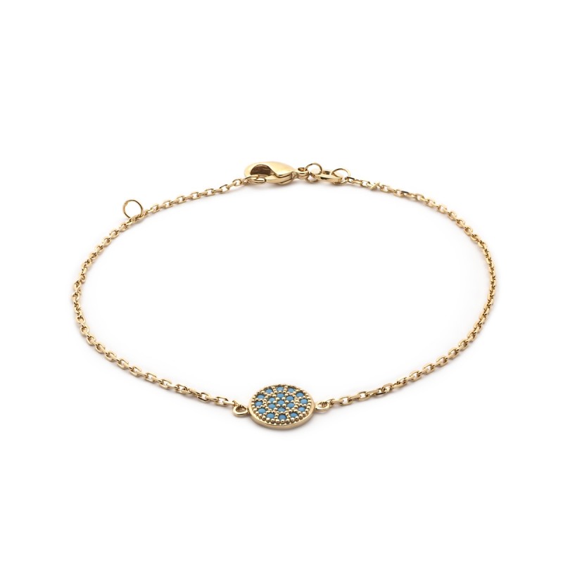 Bracelet souple Carador plaque ronde plaqué or