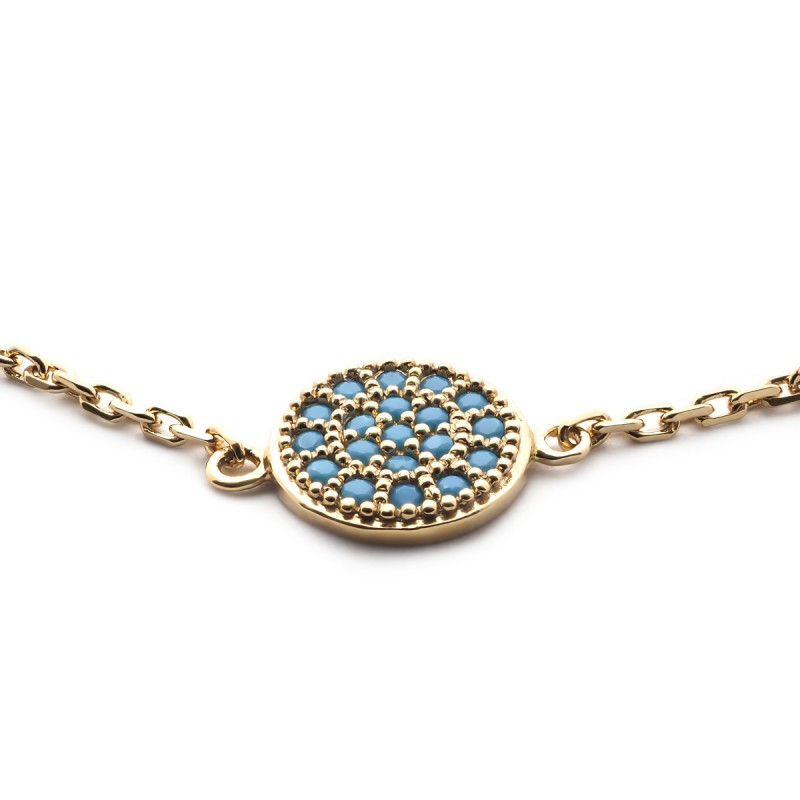 Bracelet souple Carador plaque ronde plaqué or