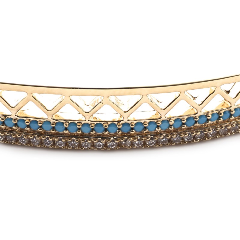 Bracelet Carador Ethnique rigide en plaqué or et turquoise, 6 mm