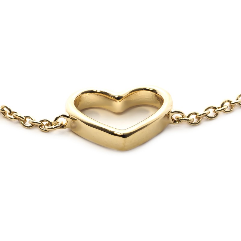 Bracelet souple Carador coeur évidé en plaqué or