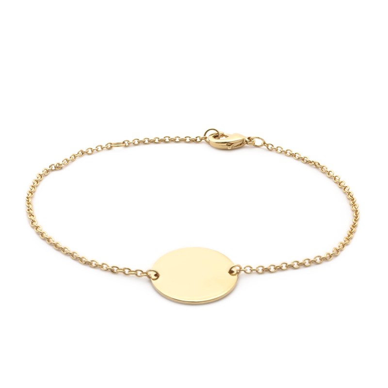 Bracelet souple Carador plaque ronde en plaqué or