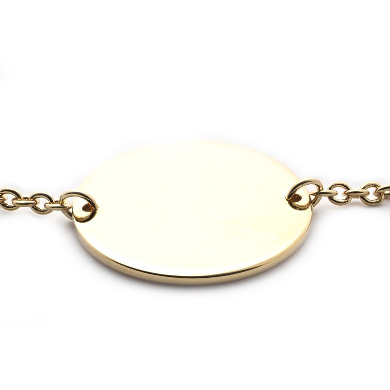 Bracelet souple Carador plaque ronde en plaqué or