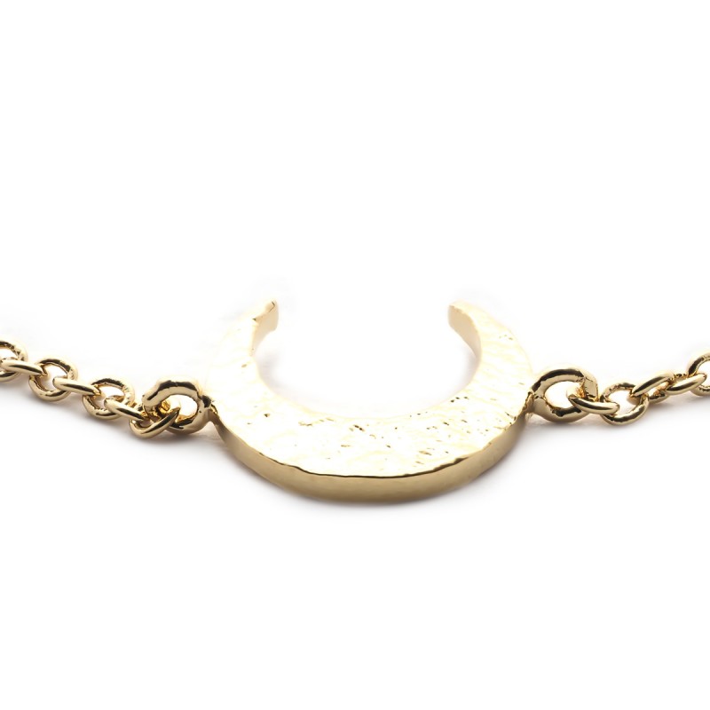 Bracelet souple Carador Lune martelée en plaqué or