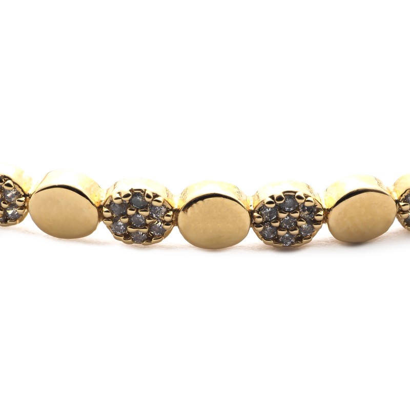 Bracelet Jonc Carador Plaqué Or Pastilles Rondes Alternées lisses et pierres