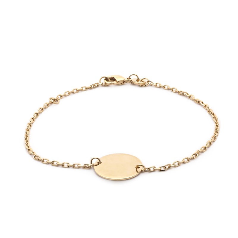 Bracelet souple Carador plaque ronde en plaqué or