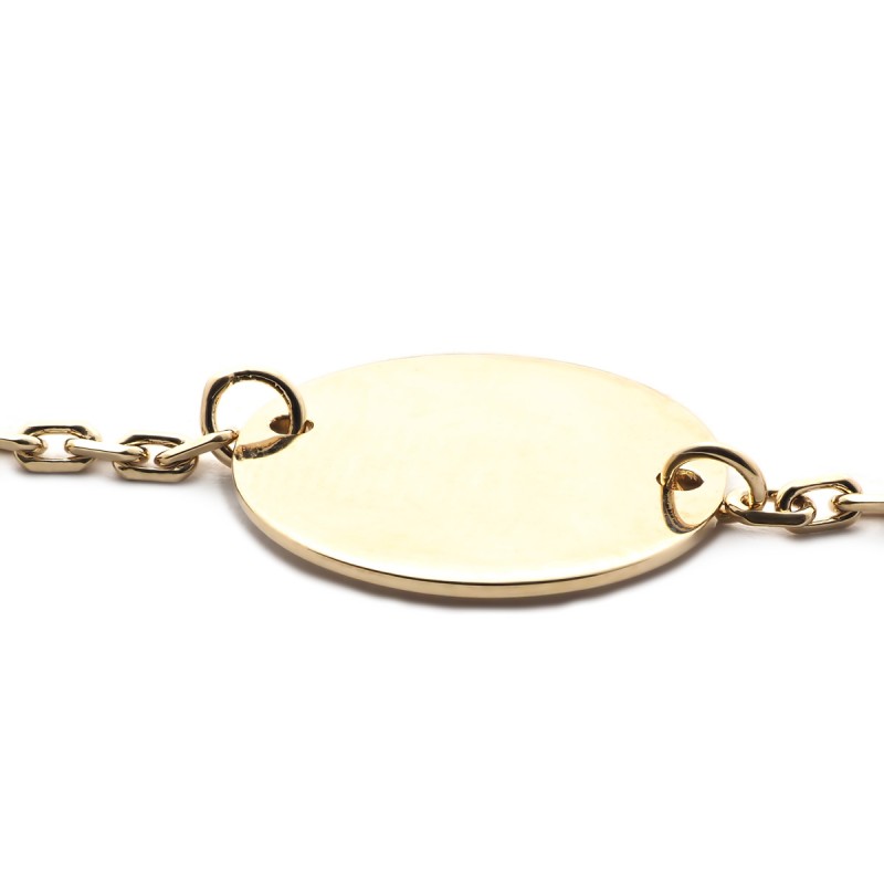 Bracelet souple Carador plaque ronde en plaqué or