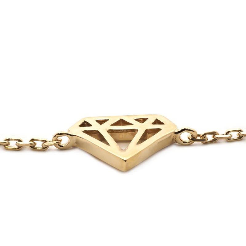 Bracelet souple Carador collection Happy motif diamant plaqué or