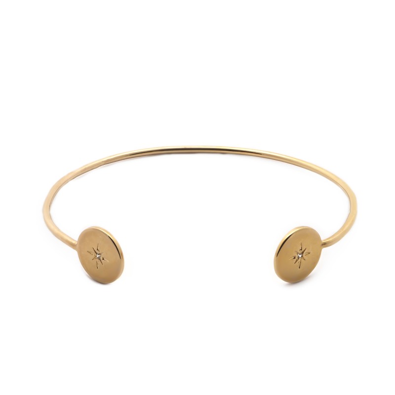 Jonc Carador pastilles étoilées en plaqué or et oxydes de zirconium