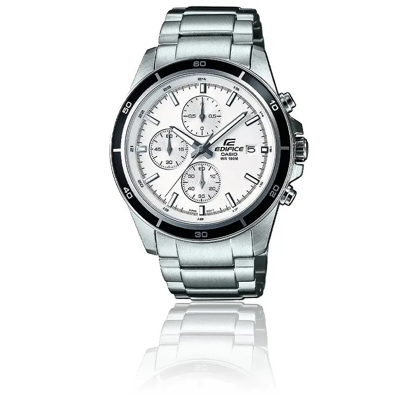 Montre Chrono homme Edifice by Casio acier gris argent cadran blanc