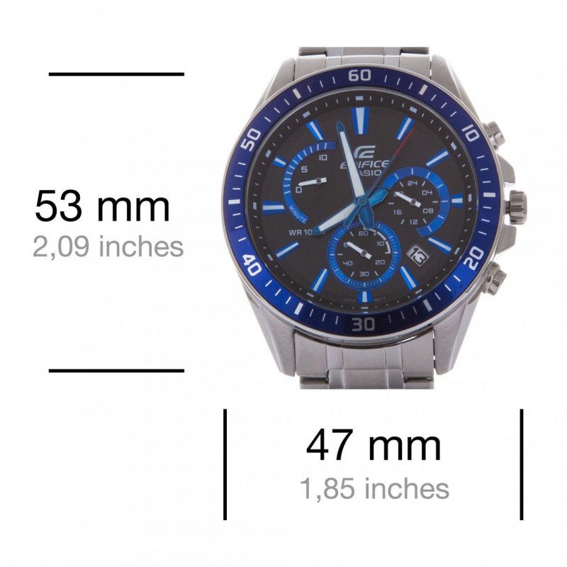 Montre Chrono homme Edifice by Casio acier gris argent cadran bleu