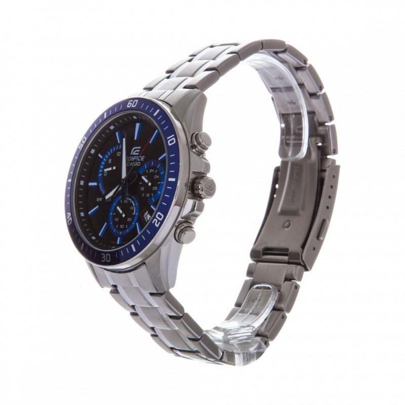 Montre Chrono homme Edifice by Casio acier gris argent cadran bleu