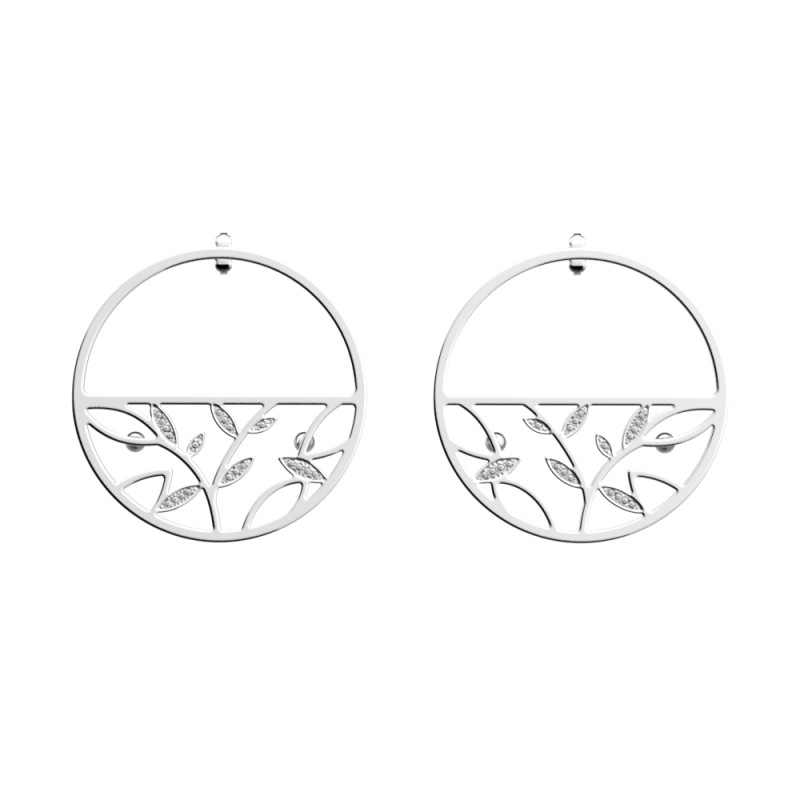 Boucles d'Oreilles Femme Les Georgettes Arbre de Vie Finition Argentée 43 mm