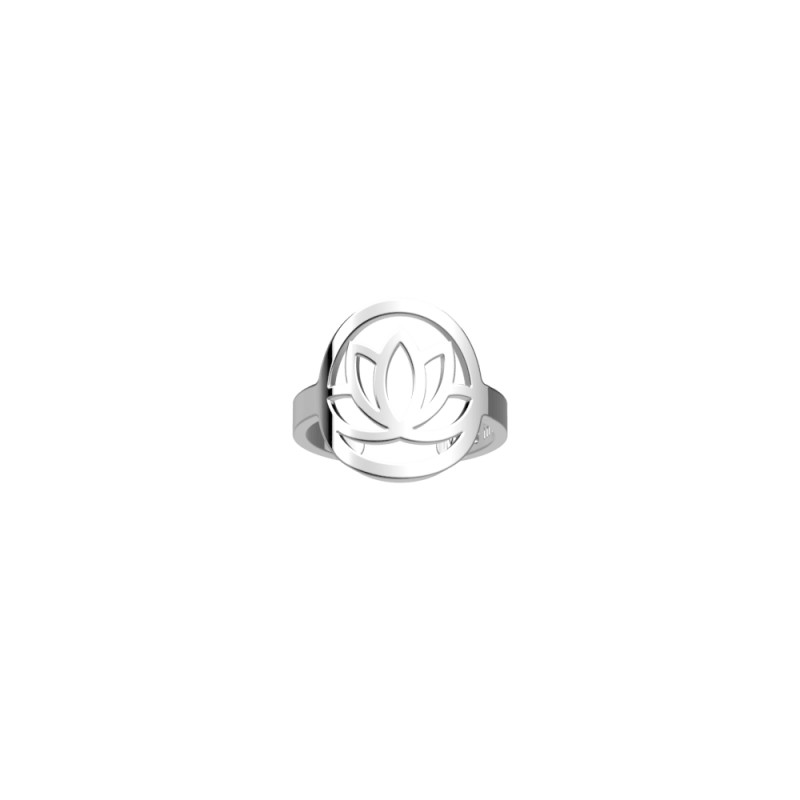 Bague ronde Les Georgettes Lotus argentée 16 mm