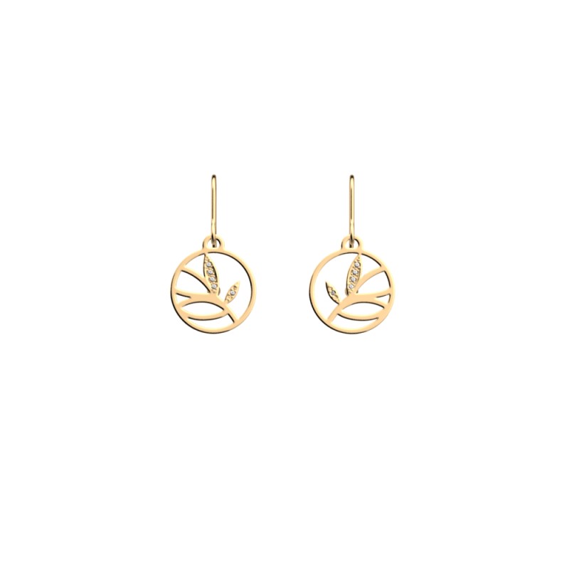 Boucles d'oreilles dormeuses femme Les Georgettes Précieuses 16MM finition doré  motif arbre de vie