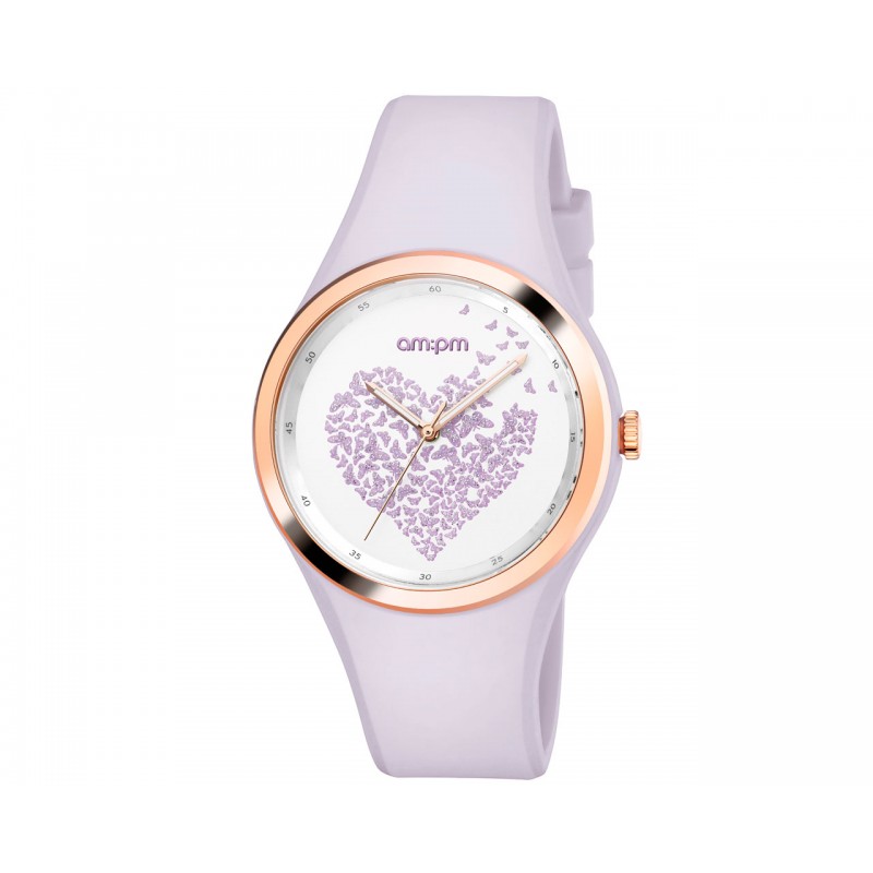Montre AM:PM Silicone COEUR paillettes