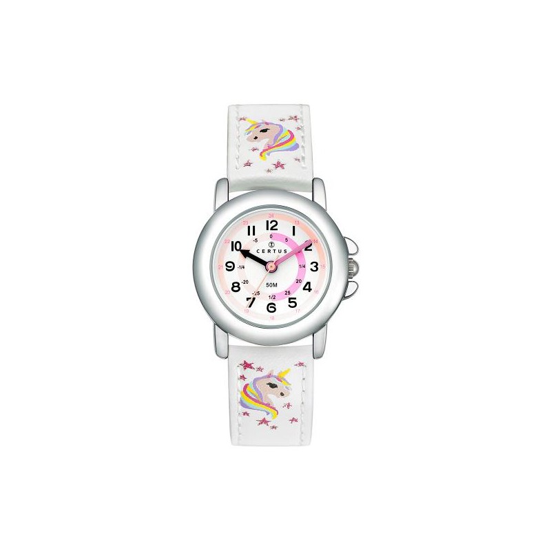 Montre Junior Certus en Silicone Blanc Boitier en Acier Argenté