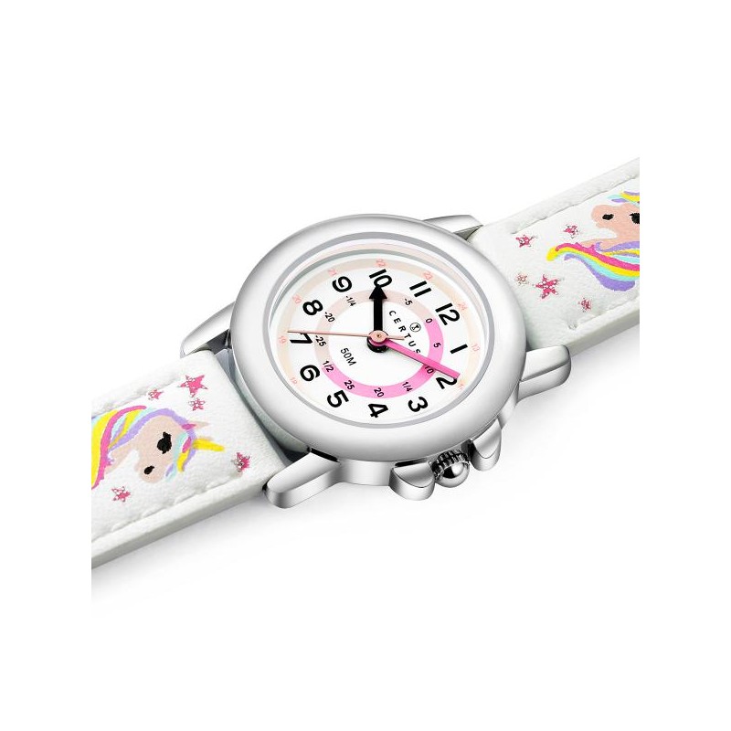 Montre Junior Certus en Silicone Blanc Boitier en Acier Argenté
