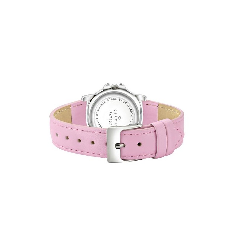 Montre Junior Certus en Silicone Rose Boitier en Acier Argenté