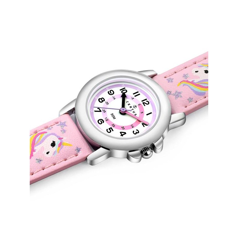 Montre Junior Certus en Silicone Rose Boitier en Acier Argenté